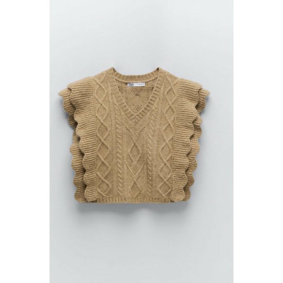 NWT Zara Cable Knit Sweater Vest - Picture 9 of 12